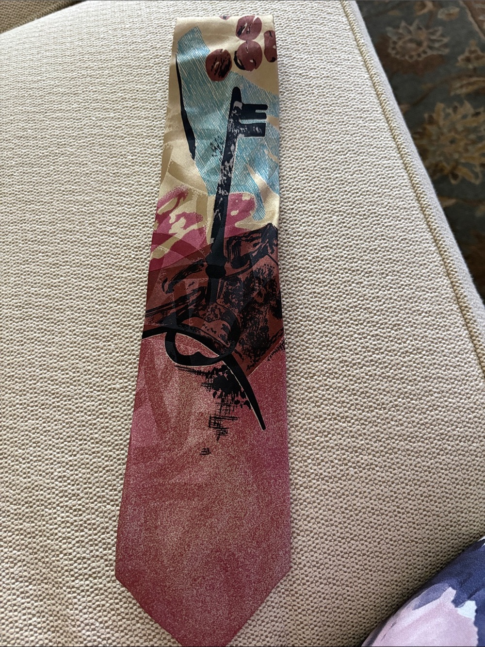 Stefano Milano Abstract Multicolor Men's Tie - Pink, Teal & Cream Silk Italy